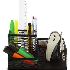 Подставка-органайзер для канцелярских принадлежностей Attache 3 отделения черная 18.5x9.3x10.2 см