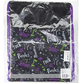 Мешок для сменной обуви Комус Класс (№1 School) Рок 360x470 мм черный с карманом