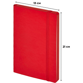 Ежедневник недатированный Attache Flex искусственная кожа Soft Touch А5 136 листов красный с фиксирующей резинкой (красный обрез)