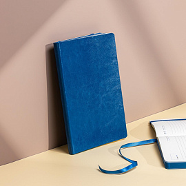 Ежедневник недатированный Attache Flex искусственная кожа Soft Touch А5 136 листов синий с фиксирующей резинкой (синий обрез)