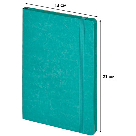 Ежедневник недатированный Attache Flex искусственная кожа Soft Touch А5 136 листов бирюзовый с фиксирующей резинкой (бирюзовый обрез)