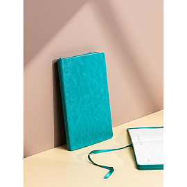 Ежедневник недатированный Attache Flex искусственная кожа Soft Touch А5 136 листов бирюзовый с фиксирующей резинкой (бирюзовый обрез)