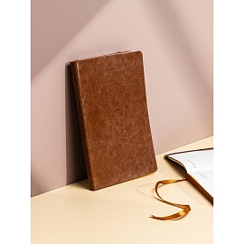 Ежедневник недатированный Attache Flex искусственная кожа Soft Touch А5 136 листов коричневый с фиксирующей резинкой (коричневый обрез)