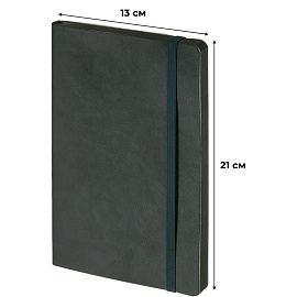 Ежедневник недатированный Attache Flex искусственная кожа Soft Touch А5 136 листов зелёный с фиксирующей резинкой (зелёный обрез)