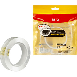 Клейкая лента канцелярская M&G прозрачная двусторонняя 24 мм x 5 м