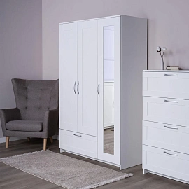 Шкаф комбинированный  ШС_Сириус 3 двери и 1 ящик белый