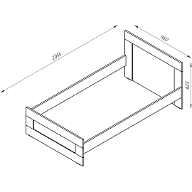 Кровать ШС_одинарная Сириус 90х200 дуб сонома фото Кровать ШС_одинарная Сириус 90х200 дуб сонома