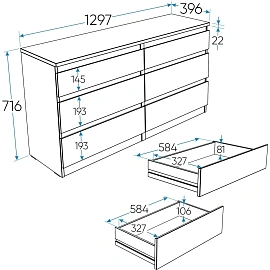 Комод ШС_Кастор 6 ящиков дуб сонома