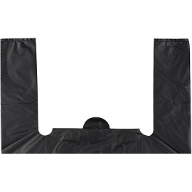 Пакет-майка ПНД 15 мкм черный без рисунка (38+20х68 см, 200 штук в упаковке)