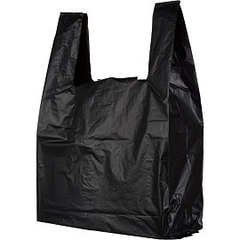 Пакет-майка ПНД 15 мкм черный без рисунка (38+20х68 см, 200 штук в упаковке)