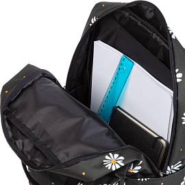 Рюкзак Комус Класс (№1 School) Квадро Ромашки 13 л чёрный