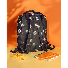 Рюкзак Комус Класс (№1 School) Квадро Ромашки 13 л чёрный