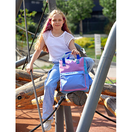 Рюкзак Комус Класс (№1 School) Квадро 13 л сиреневый/голубой