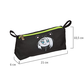 Пенал-косметичка односекционный Комус Класс (№1 School) Аниме Чиби черный