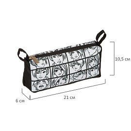 Пенал-косметичка односекционный Комус Класс (№1 School) Аниме Комикс черный