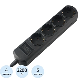 Удлинитель Power Cube 4 розетки 5 м с заземлением (PC-1B-5M)