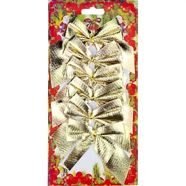 Набор бант новогодний на елку Miland 6 см золотистый (6 штук в упаковке)