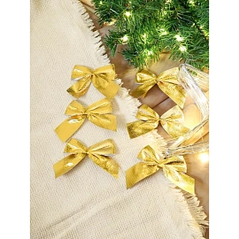 Набор бант новогодний на елку Miland 6 см золотистый (6 штук в упаковке)