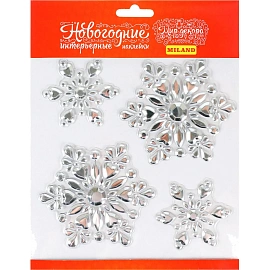 Наклейка интерьерная Набор зимних снежинок 18x18 см , НУ-8896