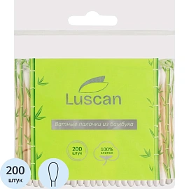 Палочки ватные из бамбука Luscan 200 штук zip-пакет