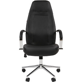 Кресло для руководителя Комус Мебель Easy Chair 555 чёрное (экокожа, металл хромированный)