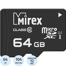 Карта памяти 64 ГБ microSDХC Mirex 13612-MC10SD64 Class 10 UHS-I U1