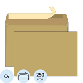 Конверт Ecopost1 С4 80 г/кв.м коричневый стрип (250 штук в упаковке)