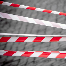 Лента оградительная красно-белая 50 мм х 250 м (6 штук в упаковке)