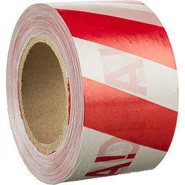 Лента оградительная Опасная зона красно-белая 75 мм х 250 м (6 штук в упаковке)