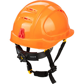 Каска защитная для работ на высоте TOPFORT Универсал 302 оранжевая с храповым механизмом
