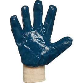 Перчатки рабочие защитные хлопковые с нитрильным покрытием белые/синие (универсальный размер)