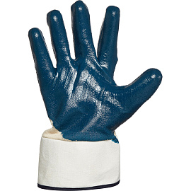Перчатки рабочие защитные хлопковые с нитрильным покрытием белые/синие (универсальный размер)