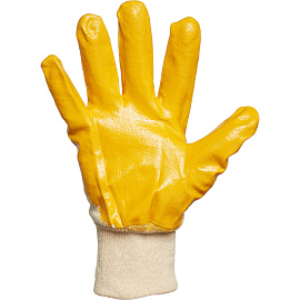 Перчатки рабочие защитные хлопковые с нитриловым покрытием жёлтые (размер 10 (XL))