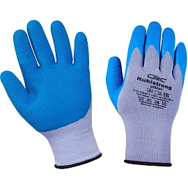 Перчатки рабочие защитные СВС Rubistrong полиэфирные с латексным покрытием белые/синие (13 класс, универсальный размер)
