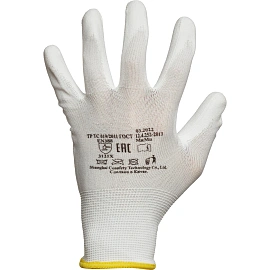 Перчатки рабочие защитные нейлоновые с полиуретановым покрытием белые (13 класс, размер 10 (XL))