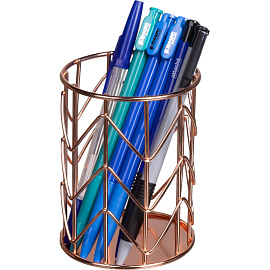 Подставка-стакан для канцелярских принадлежностей Attache розовое золото 8x8x10 см