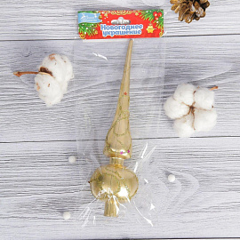 Верхушка на елку Зимнее волшебство Золотой переплет пластик золотистая (высота 18 см) фото Верхушка на елку Зимнее волшебство Золотой переплет пластик золотистая (высота 18 см)