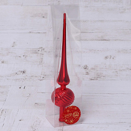 Верхушка на елку Зимнее волшебство Классика полосы пластик красная (высота 25 см) фото Верхушка на елку Зимнее волшебство Классика полосы пластик красная (высота 25 см)