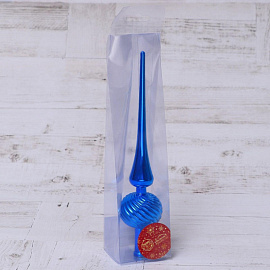 Верхушка на елку Зимнее волшебство Классика полосы пластик синяя (высота 25 см)