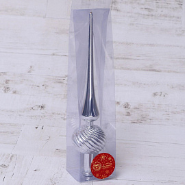 Верхушка на елку Зимнее волшебство Классика полосы пластик серебристая (высота 28 см) фото Верхушка на елку Зимнее волшебство Классика полосы пластик серебристая (высота 28 см)