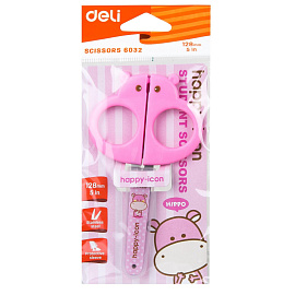 Ножницы детские Deli 128 мм универсальные тупоконечные розовые
