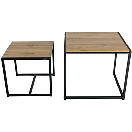 Стол журнальный Attache Онега-2 (дуб вотан/черный муар, 590x640x555 мм)