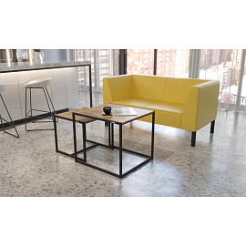 Стол журнальный Attache Онега-2 (дуб вотан/черный муар, 590x640x555 мм)