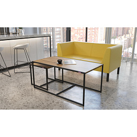 Стол журнальный Attache Онега-3 (дуб вотан/черный муар, 490x490x455 мм)