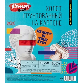 Холст на картоне Комус Арт Студия мелкозернистый хлопок акриловый грунт 40x50 см