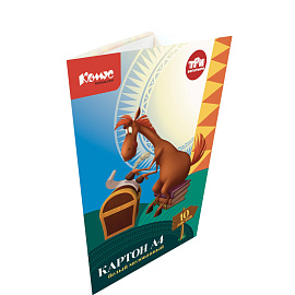 Картон белый Комус Три богатыря (А4, 10 листов, мелованный)