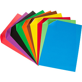 Картон цветной Комус Три богатыря (А4, 200 г/кв.м, 10 листов, 10 цветов, мелованный)