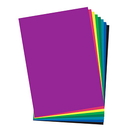 Картон цветной Комус Три богатыря (А4, 200 г/кв.м, 10 листов, 10 цветов, мелованный)