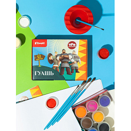 Гуашь Комус Три богатыря 12 цветов по 20 мл