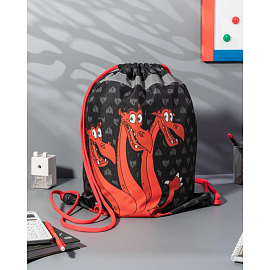 Мешок для сменной обуви Комус Три богатыря Горыныч 360x470 черный с карманом